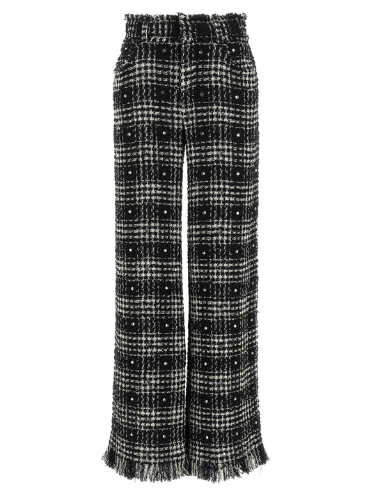Casual Pants by Giuseppe Di Morabito for women in viscose poly cotton acrylic wool bicolour, black, white & patterned features an refined tailoring silhouette, showcasing a premium straight-leg & wide with a and long cut for a refined tailoring look.