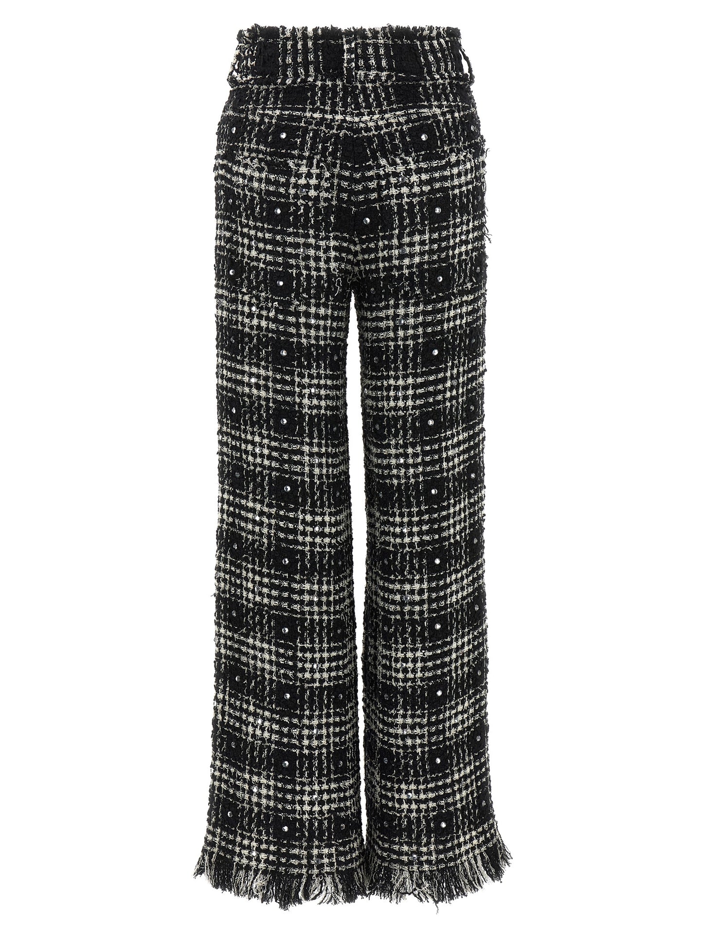 Casual Pants by Giuseppe Di Morabito for women in viscose poly cotton acrylic wool bicolour, black, white & patterned features a refined silhouette with a refined straight-leg & wide, defined by a and a refined long for a refined finish.