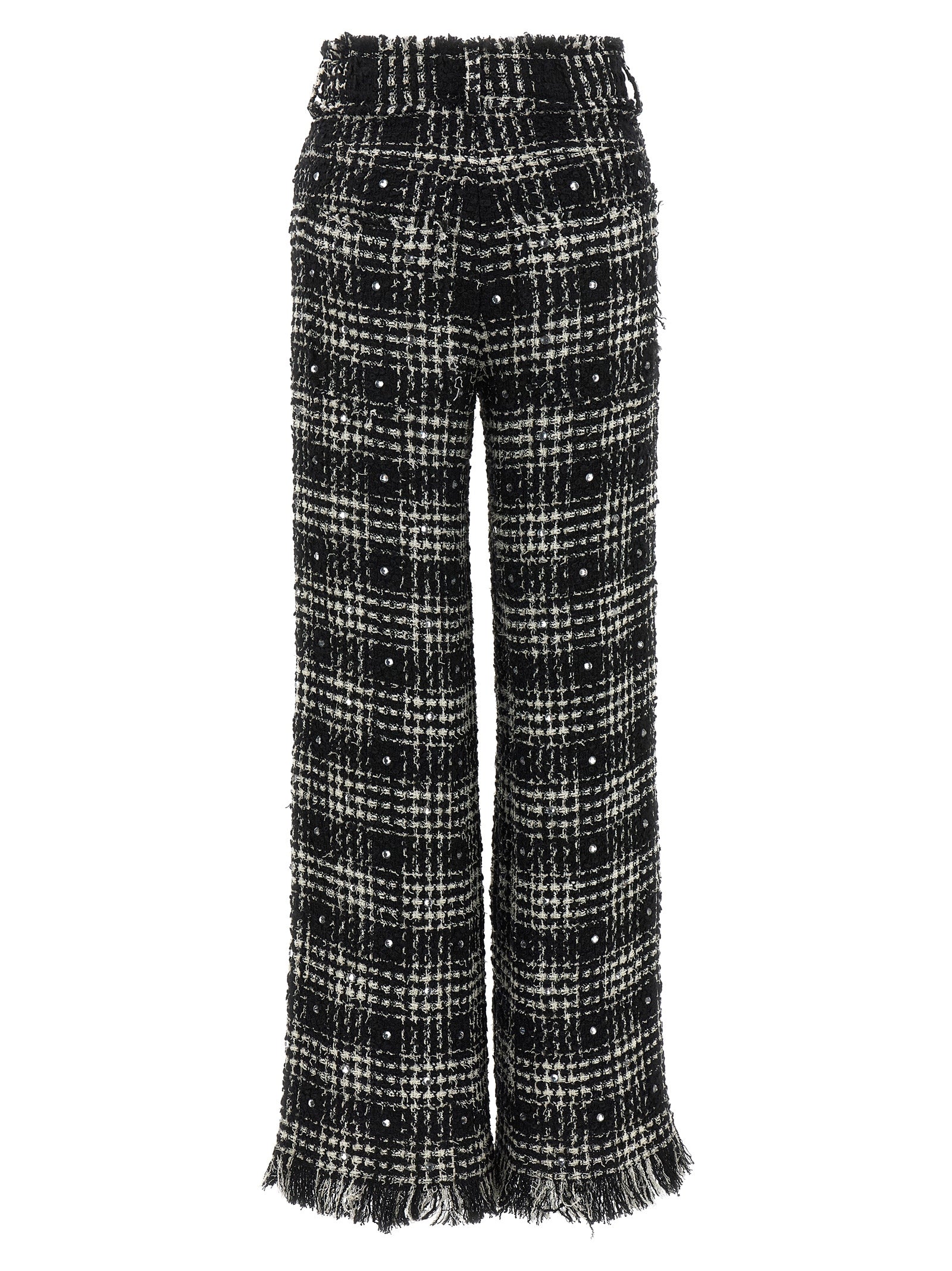 Casual Pants by Giuseppe Di Morabito for women in viscose poly cotton acrylic wool bicolour, black, white & patterned features a refined silhouette with a refined straight-leg & wide, defined by a and a refined long for a refined finish.
