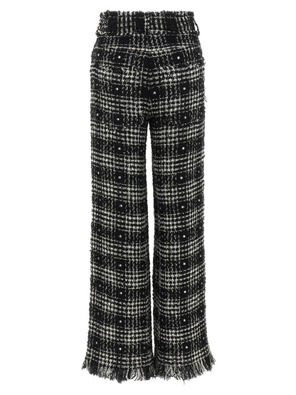Casual Pants by Giuseppe Di Morabito for women in viscose poly cotton acrylic wool bicolour, black, white & patterned features a refined silhouette with a refined straight-leg & wide, defined by a and a refined long for a refined finish.