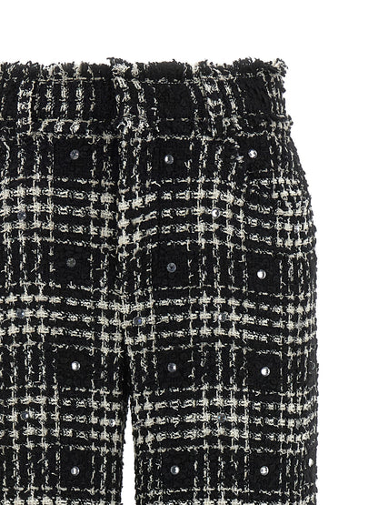 Casual Pants by Giuseppe Di Morabito for women in viscose poly cotton acrylic wool bicolour, black, white & patterned presents a refined pantology silhouette, artfully defined by a refined pantology straight-leg & wide, long, and a sophisticated .
