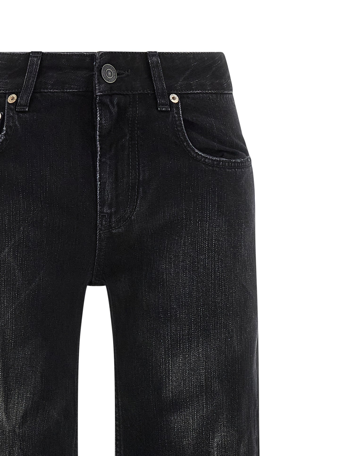 Jeans by Balenciaga for women in denim cotton black features an refined tailoring silhouette, showcasing a premium flared & wide with a and long cut for a refined tailoring look.