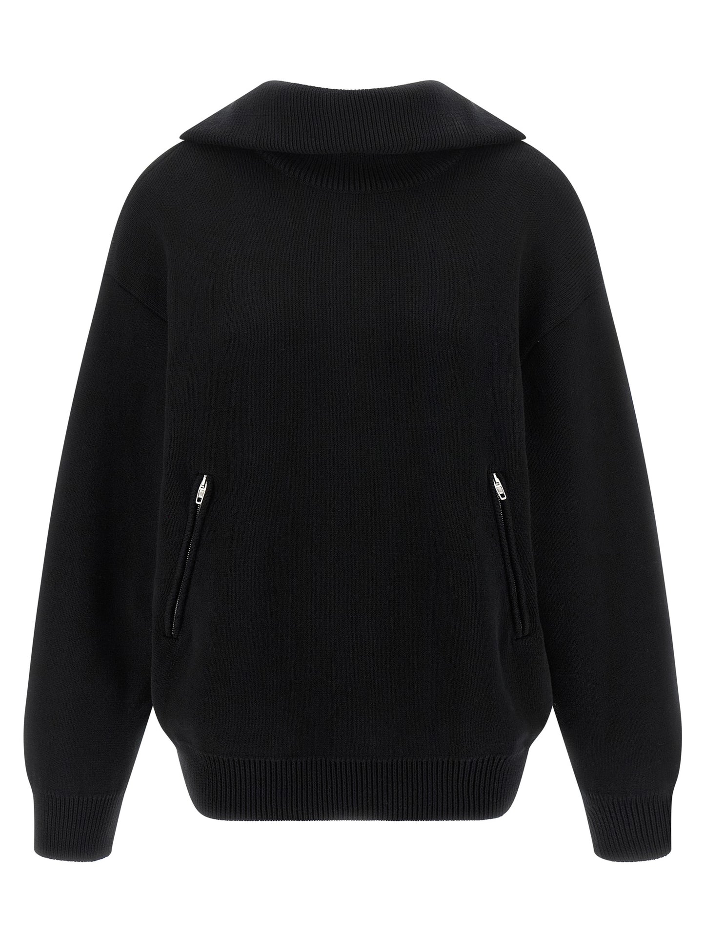 Cardigan by Balenciaga for women in cotton black features an impeccable silhouette, showcasing a sophisticated turtle neckline and detail for a truly impeccable finish.