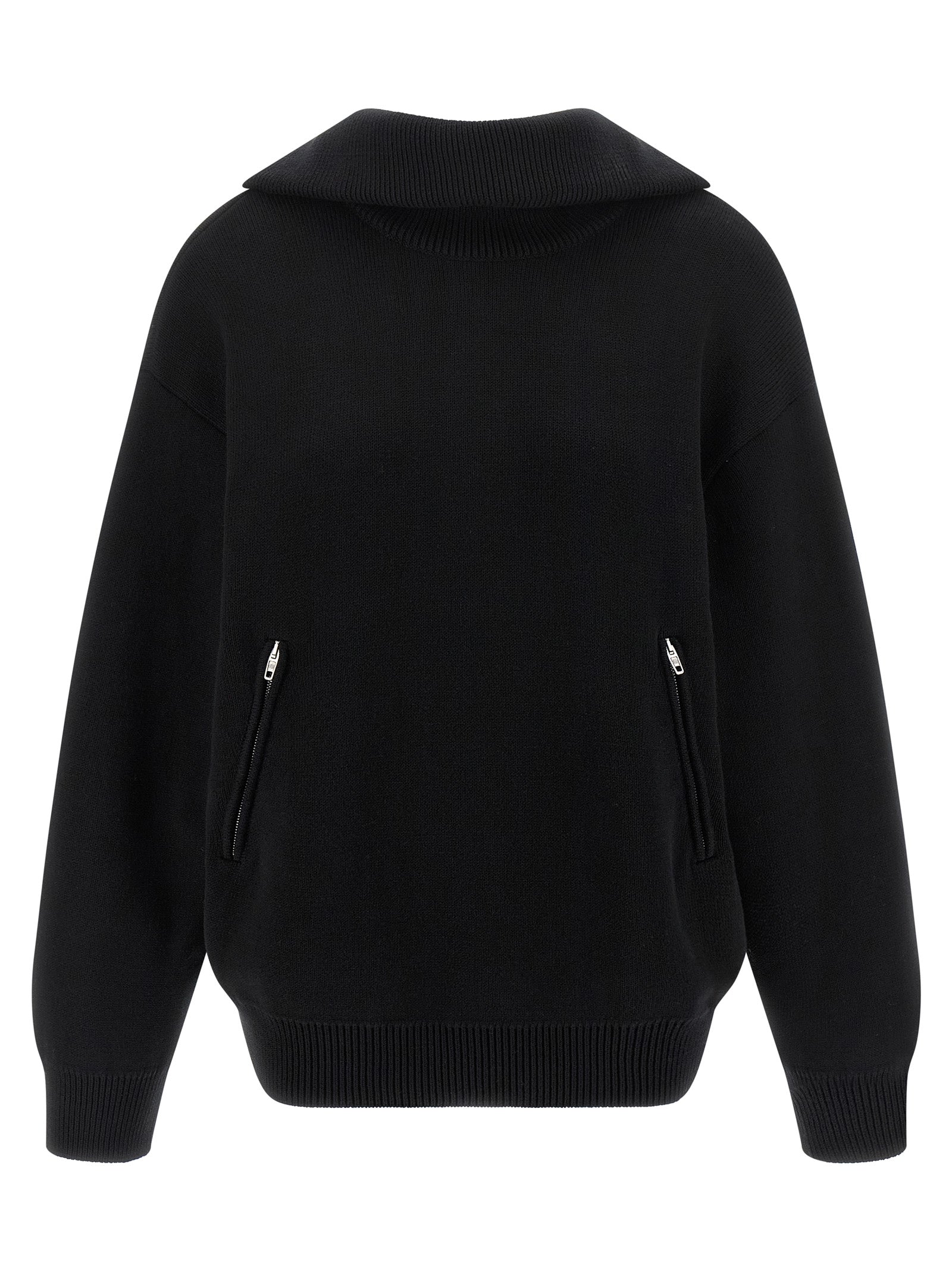 Cardigan by Balenciaga for women in cotton black features an impeccable silhouette, showcasing a sophisticated turtle neckline and detail for a truly impeccable finish.