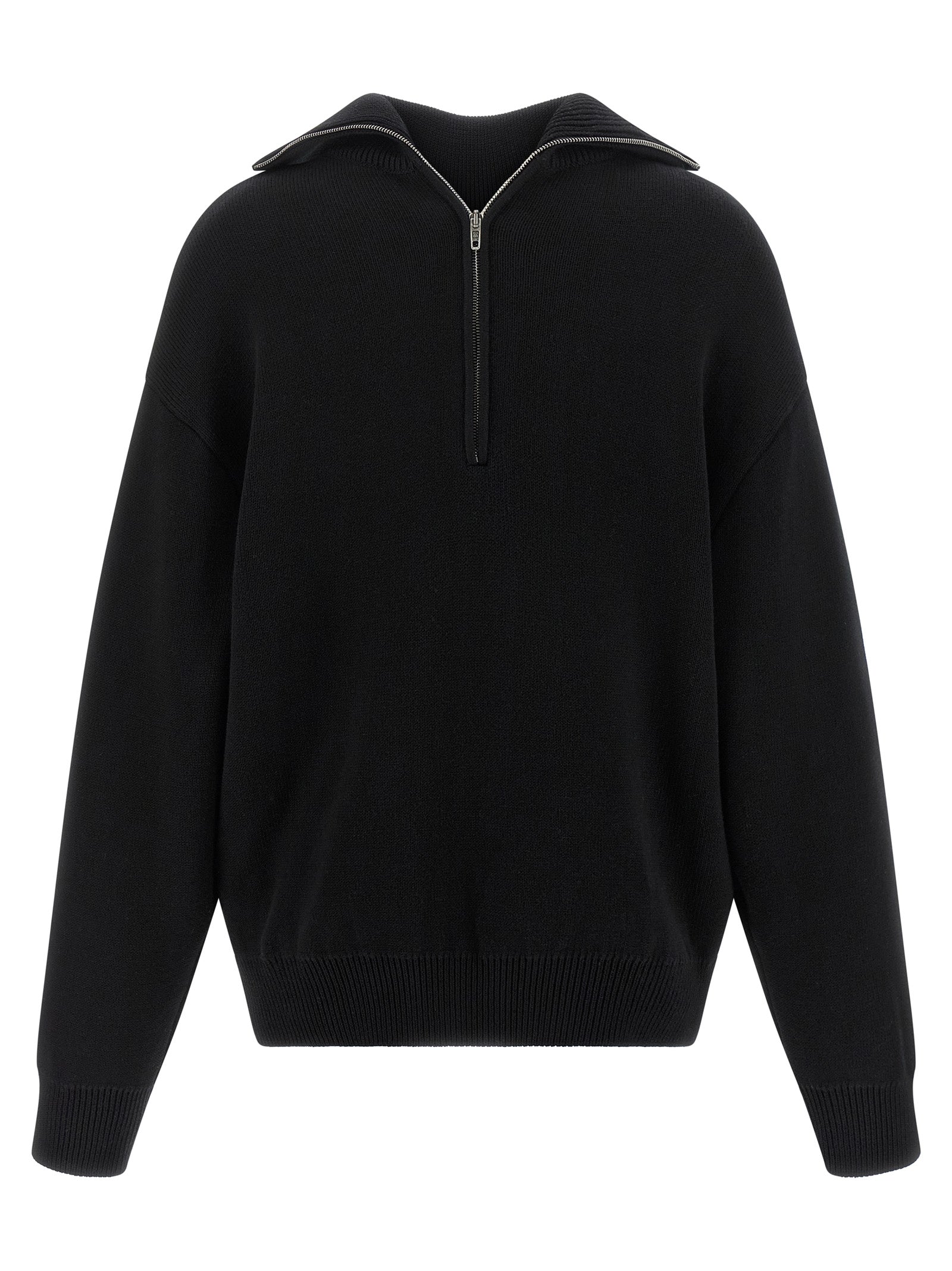 Cardigan by Balenciaga for women in cotton black features a dramatic silhouette, showcasing a sophisticated turtle neckline and dramatic detail for a timeless, premium look.