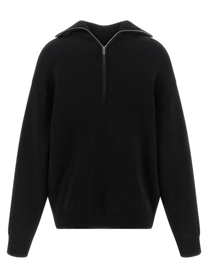 Cardigan by Balenciaga for women in cotton black features a dramatic silhouette, showcasing a sophisticated turtle neckline and dramatic detail for a timeless, premium look.