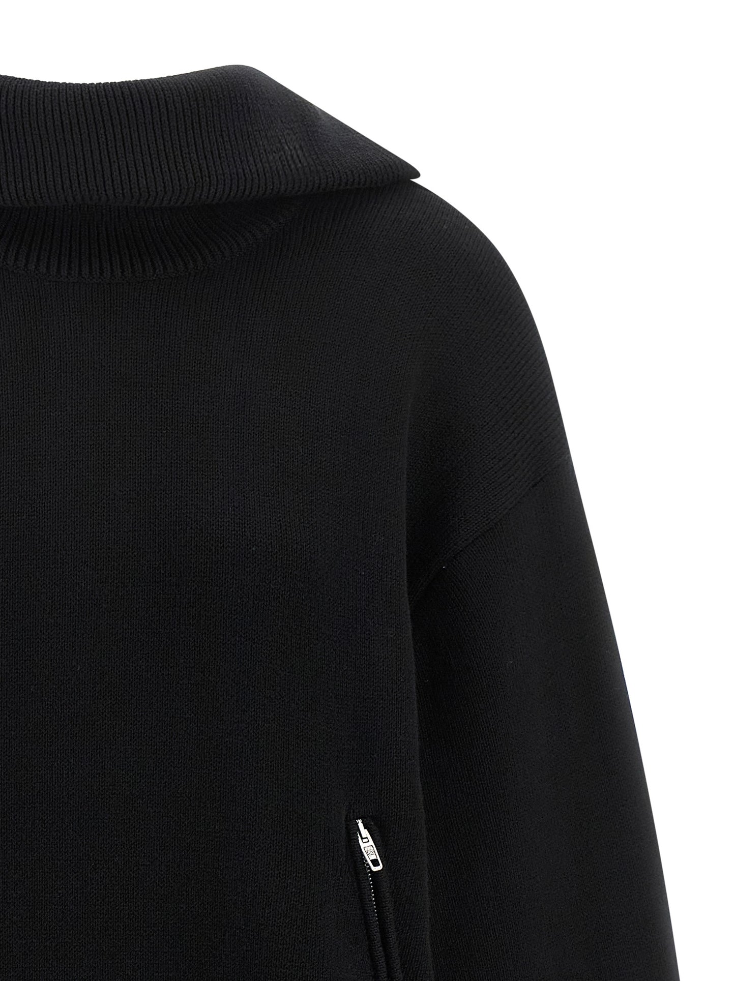 Cardigan by Balenciaga for women in cotton black features a nuanced silhouette with a refined turtle neckline and nuanced detailing for a sophisticated look.