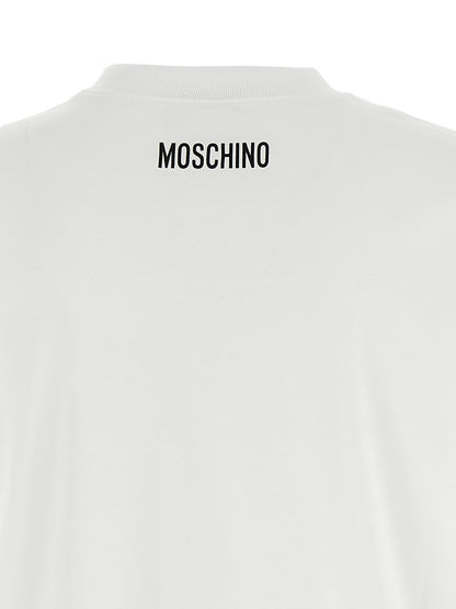 T-Shirt by Moschino for women in cotton white & print showcases a chic silhouette, artfully detailed with a chic and for a chic finish.