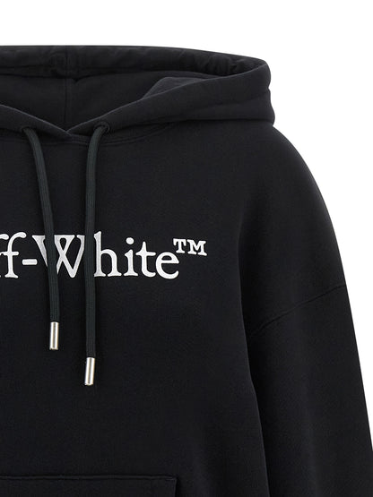Sweatshirt Hoodie by Off-White for women in cotton bicolour, black, white & print features a slouchy chic silhouette, detailed with a slouchy chic and a signature hooded neckline for an elevated aesthetic.