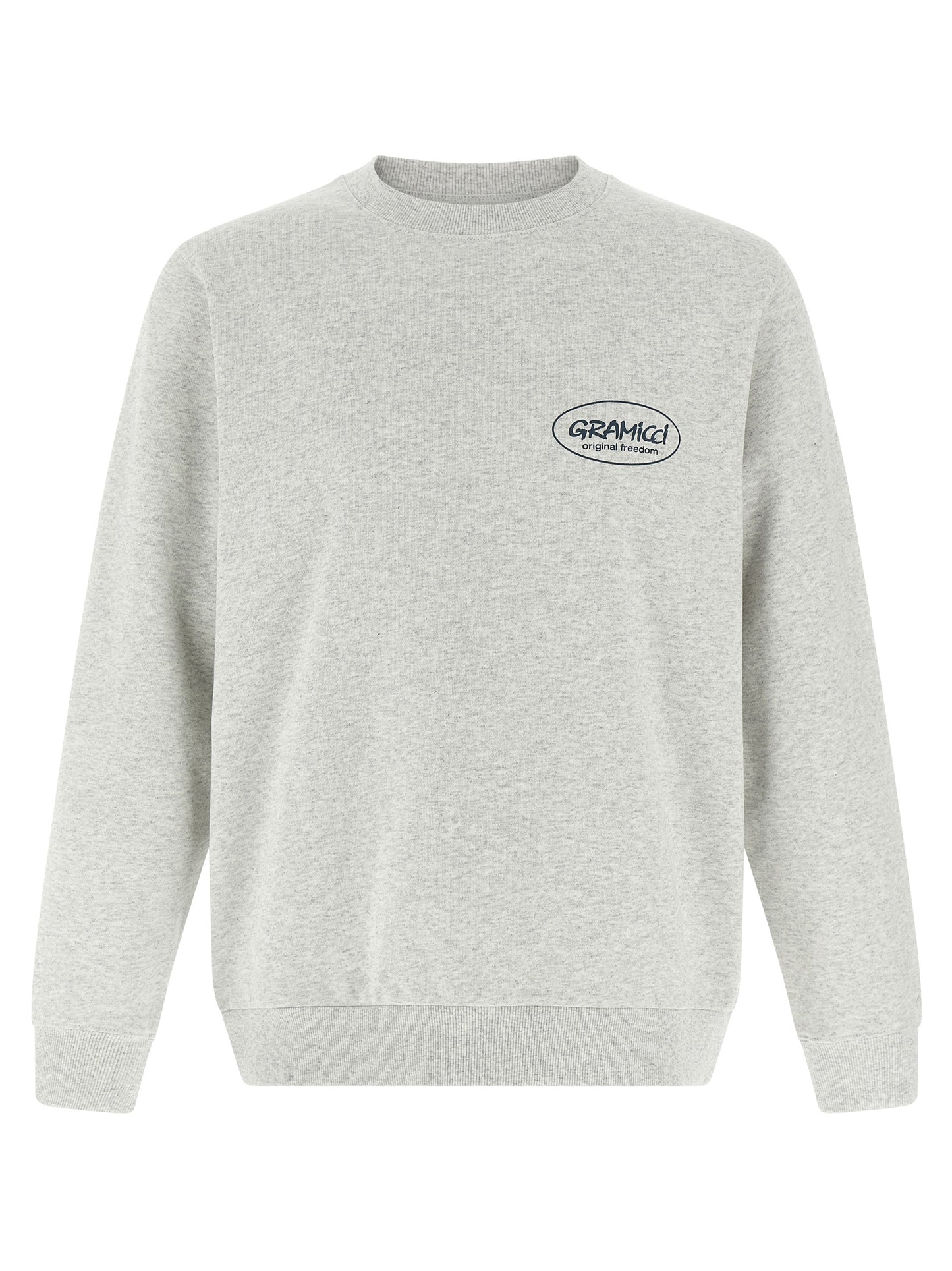 Sweatshirt by Gramicci for men in cotton polyester gray & print features an provocated silhouette, detailed with a provocated and a refined crew neckline for a sophisticated aesthetic.