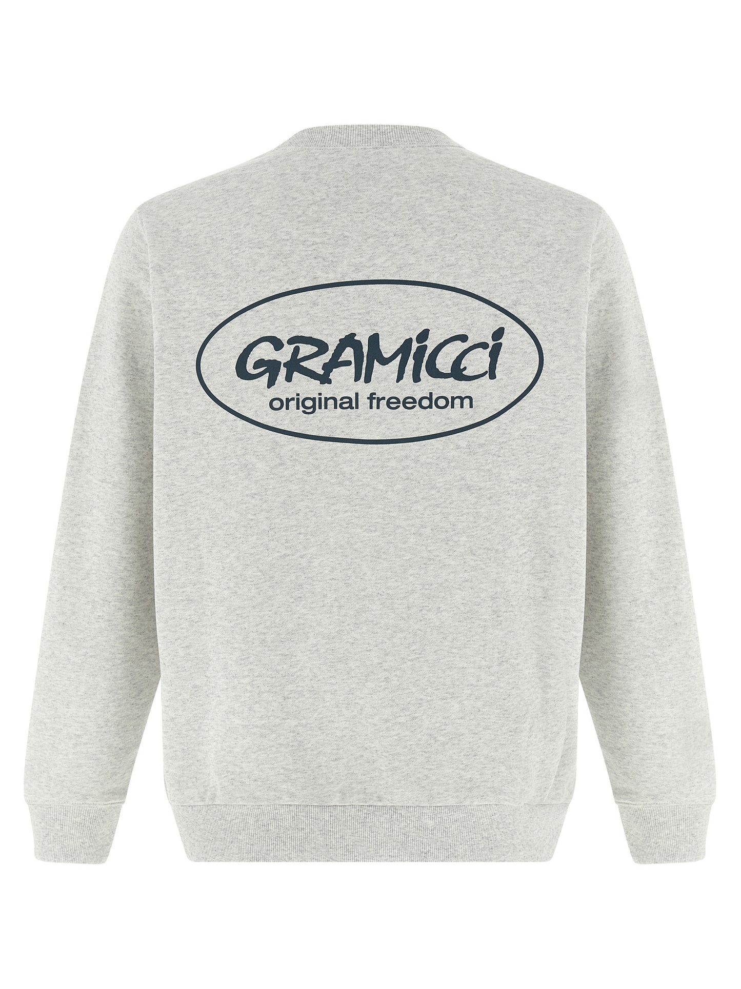 Sweatshirt by Gramicci for men in cotton polyester gray & print showcases a slouchy chic silhouette, artfully detailed with a slouchy chic crew neckline and for a slouchy chic finish.