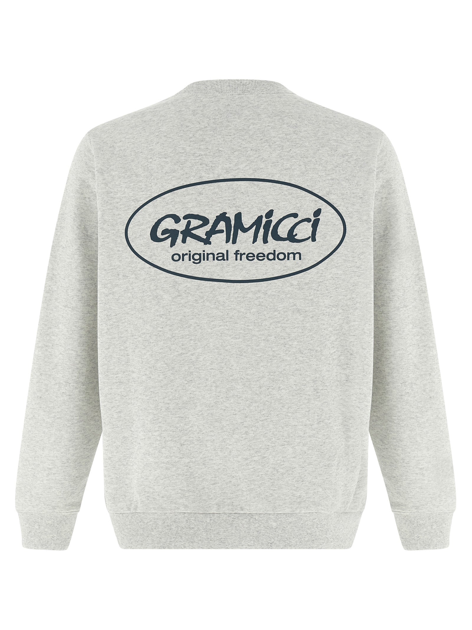 Sweatshirt by Gramicci for men in cotton polyester gray & print showcases a slouchy chic silhouette, artfully detailed with a slouchy chic crew neckline and for a slouchy chic finish.