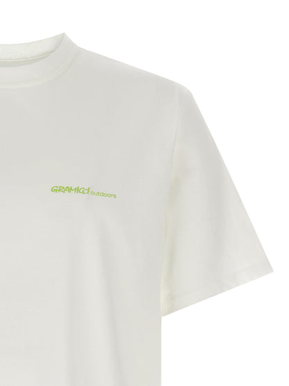 Activewear T-Shirt by Gramicci for men in organic cotton white & print features an contemporary design with , a length, and a contemporary .