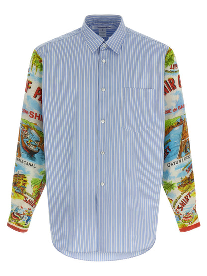 Shirt by Comme Des Garçons for men in cotton multicolor, patterned & striped features an architectural silhouette with a refined long-sleeve and elegant for a architectural look.