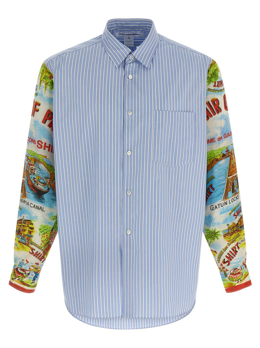 Shirt by Comme Des Garçons for men in cotton multicolor, patterned & striped features an architectural silhouette with a refined long-sleeve and elegant for a architectural look.