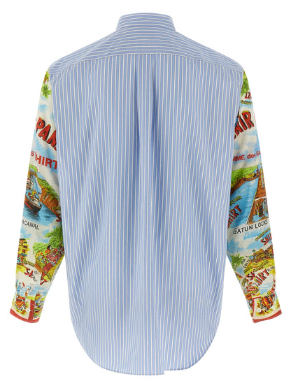 Shirt by Comme Des Garçons for men in cotton multicolor, patterned & striped showcases a sharp silhouette, elegantly detailed with a sharp and sharp .