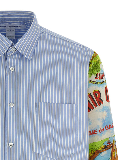 Shirt by Comme Des Garçons for men in cotton multicolor, patterned & striped showcases a sleek silhouette, elegantly detailed with a sleek and for a sleek finish.