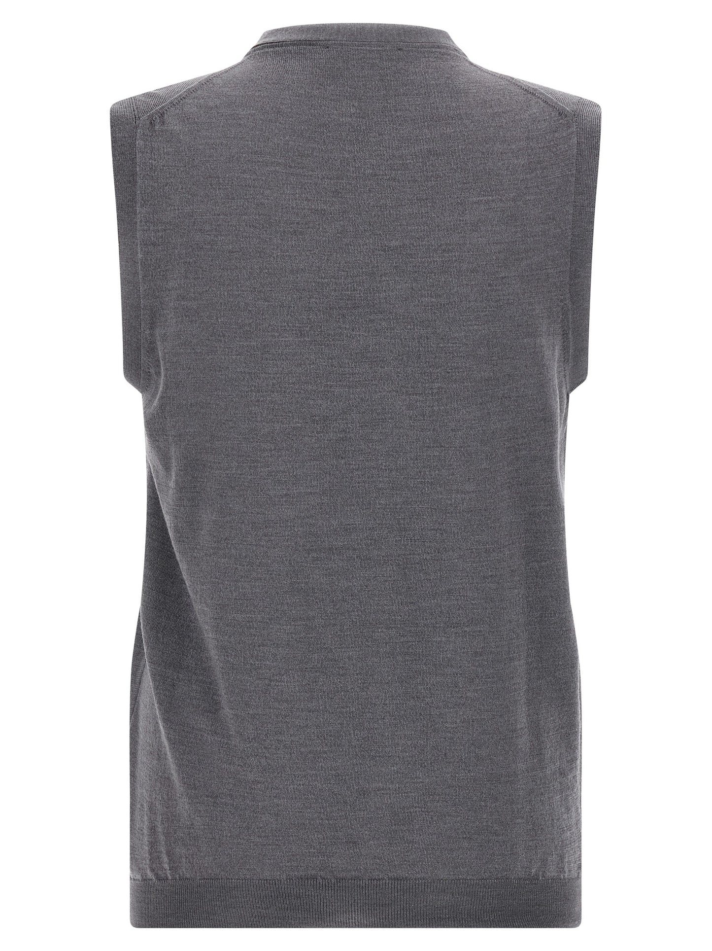 Sweater by ZANONE for men in polyamide & virgin wool gray features an tactile silhouette, showcasing a sophisticated wrap v-neck neckline and tactile for a refined finish.