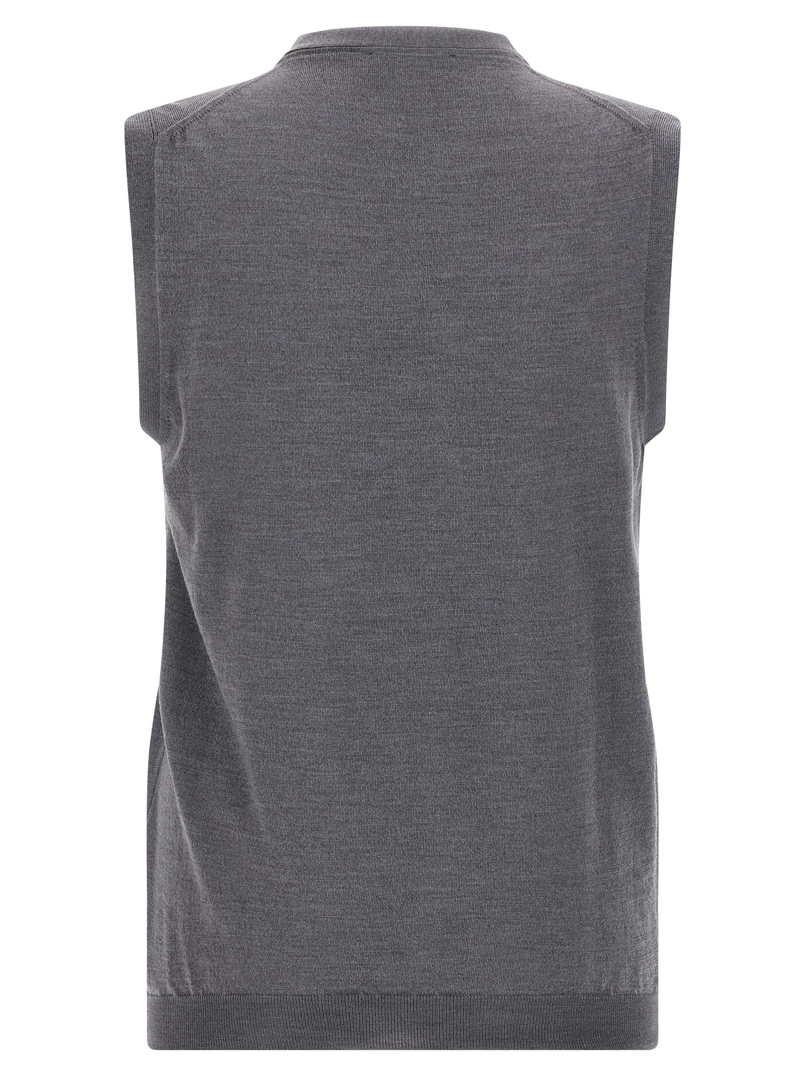 Sweater by ZANONE for men in polyamide & virgin wool gray features an tactile silhouette, showcasing a sophisticated wrap v-neck neckline and tactile for a refined finish.