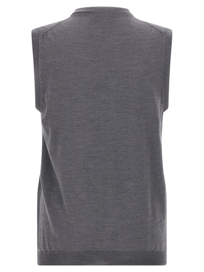 Sweater by ZANONE for men in polyamide & virgin wool gray features an tactile silhouette, showcasing a sophisticated wrap v-neck neckline and tactile for a refined finish.