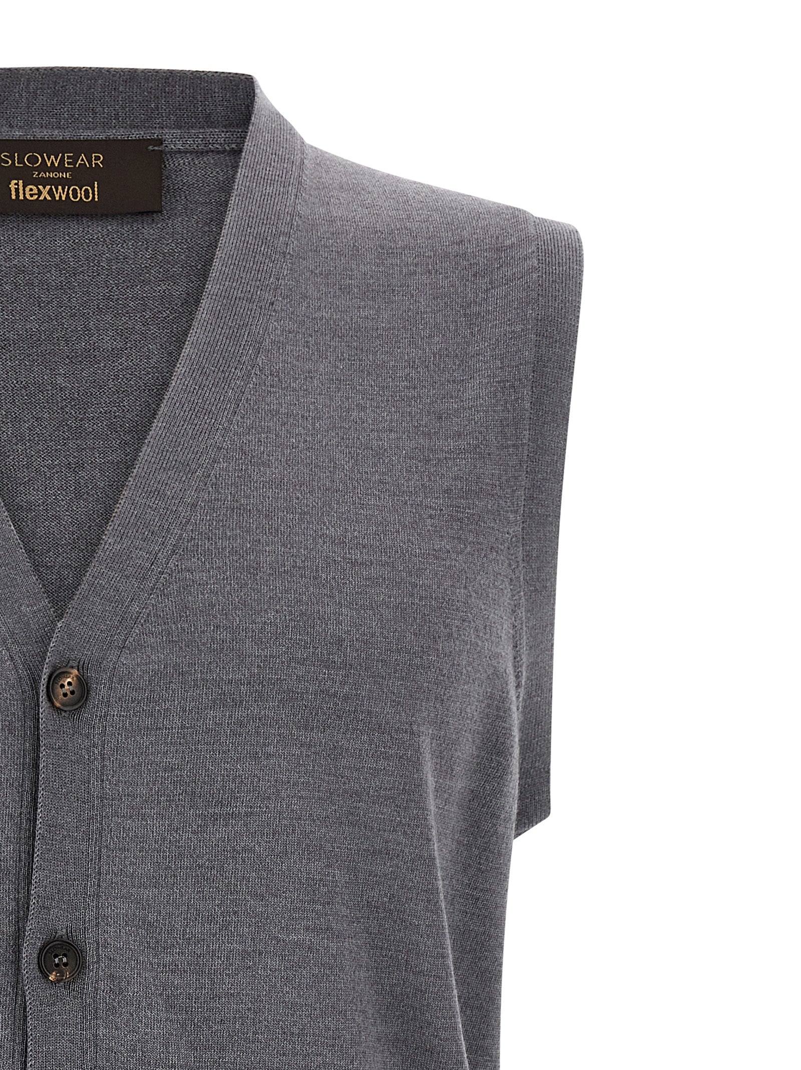Sweater by ZANONE for men in polyamide & virgin wool gray showcases a discreet silhouette, finished with a discreet wrap v-neck neckline and for a discreet look.