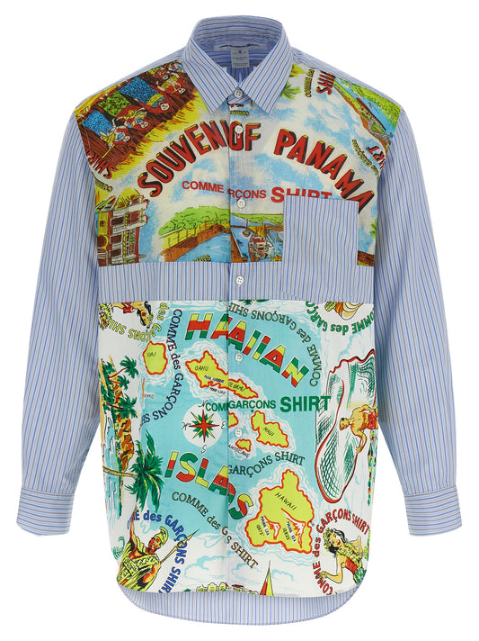 Shirt by Comme Des Garçons for men in cotton multicolor, patterned & striped showcases a sublime silhouette, artfully detailed with a sublime asymmetric neckline and for a sophisticated, sublime finish.