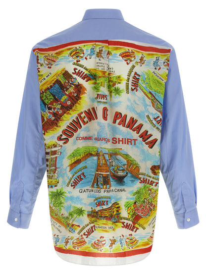 Shirt by Comme Des Garçons for men in cotton multicolor & print, featuring a nuanced and nuanced asymmetric neckline for a sophisticated finish.
