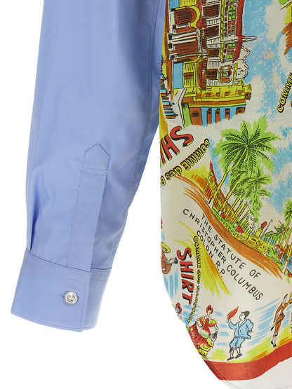 Shirt by Comme Des Garçons for men in cotton multicolor & print presents a discerning silhouette, showcasing a sophisticated asymmetric neckline and for a truly discerning finish.