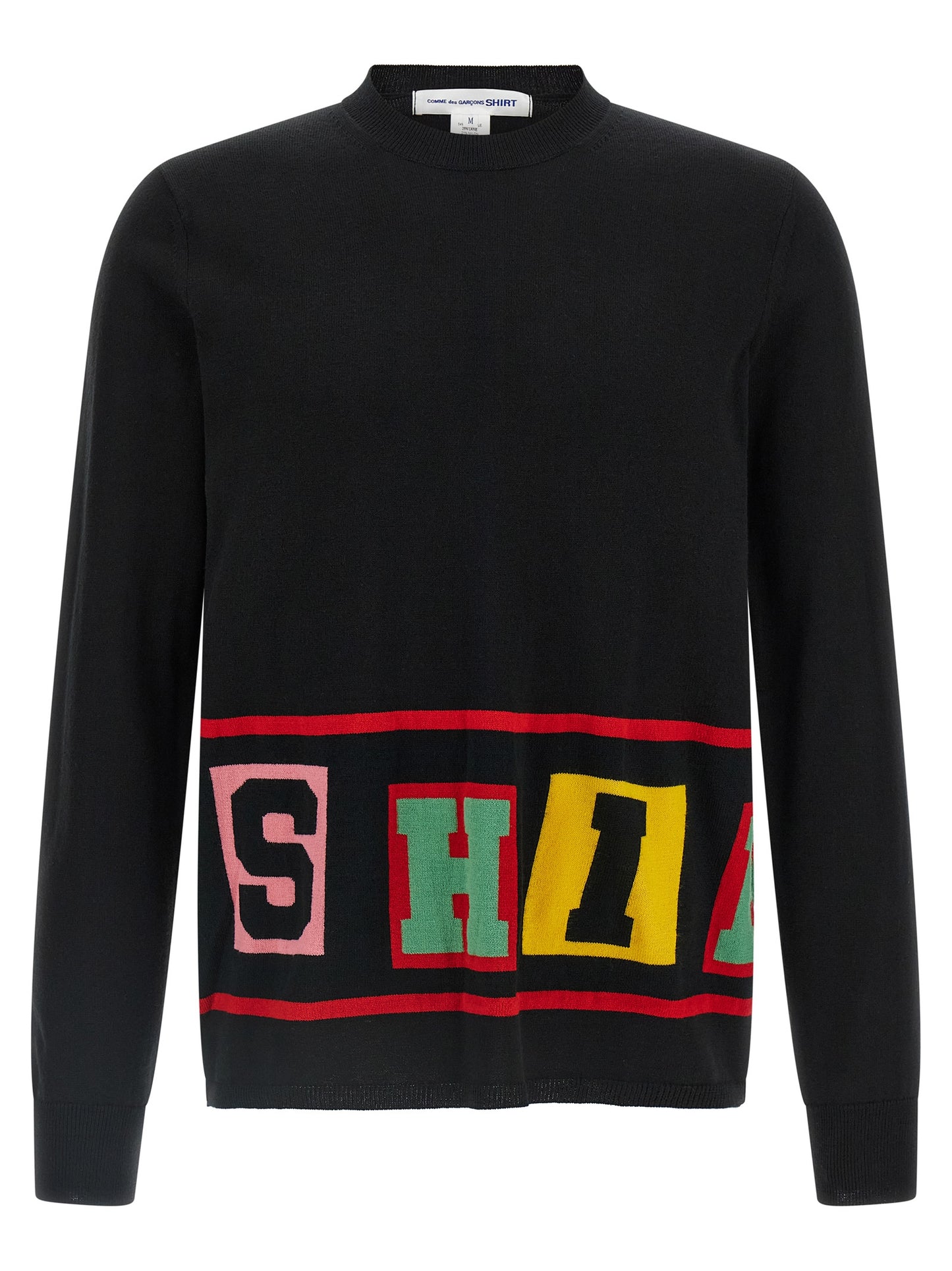 Cardigan by Comme Des Garçons for men in nylon wool & acetate black features a nuanced silhouette with a refined crew neckline and nuanced detailing for a sophisticated look.