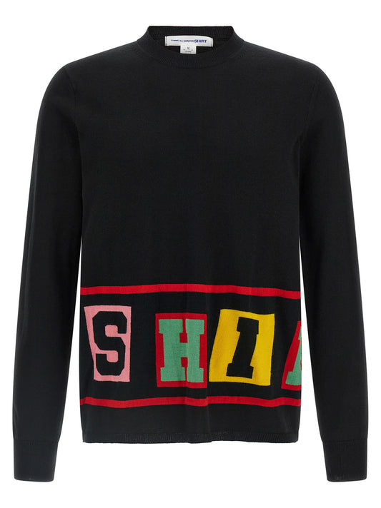 Cardigan by Comme Des Garçons for men in nylon wool & acetate black features a nuanced silhouette with a refined crew neckline and nuanced detailing for a sophisticated look.