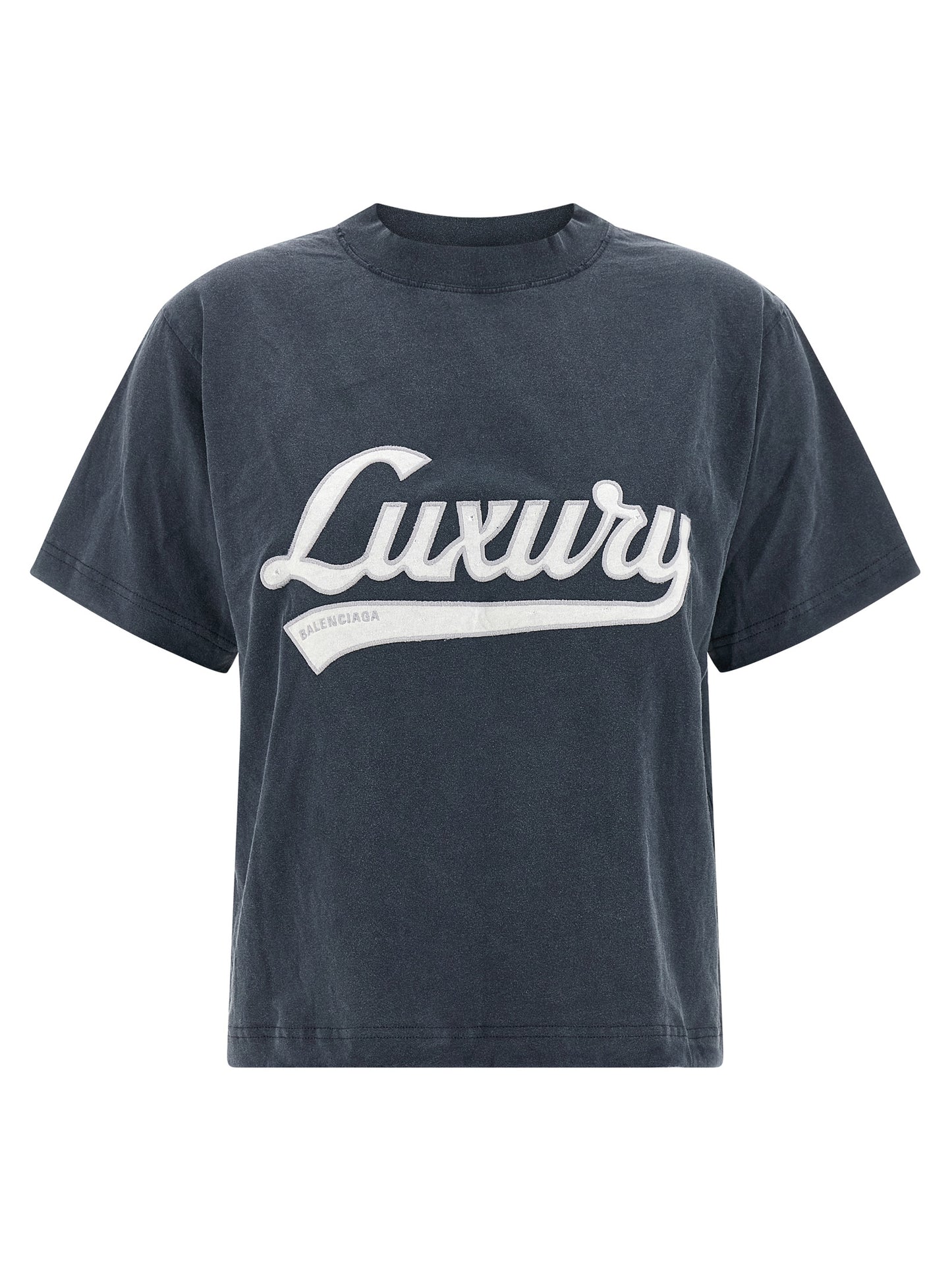 Activewear T-Shirt by Balenciaga for women in cotton blue features an ergonomic design with , highlighting a ergonomic short-sleeve length and ergonomic crew neckline for a high-performance look.