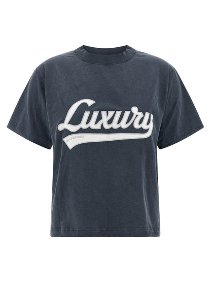 Activewear T-Shirt by Balenciaga for women in cotton blue features an ergonomic design with , highlighting a ergonomic short-sleeve length and ergonomic crew neckline for a high-performance look.