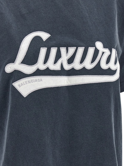 Activewear T-Shirt by Balenciaga for women in cotton blue presents a kinetic silhouette, showcasing the kinetic and alongside functional for a premium, athletic look.
