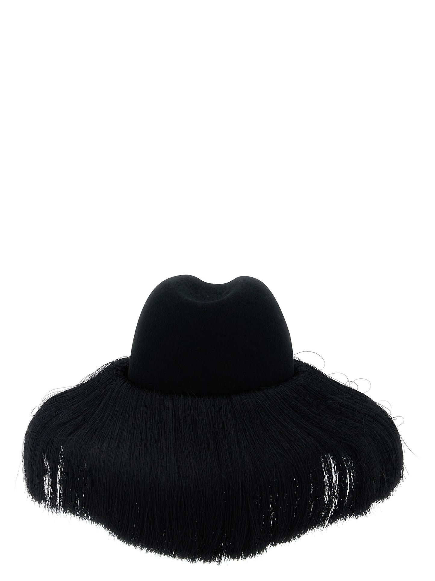 Fedora by Comme Des Garçons for women in wool black presents a ethereal silhouette, showcasing the ethereal craftsmanship and ethereal aesthetic of the Fedora Wool collection.
