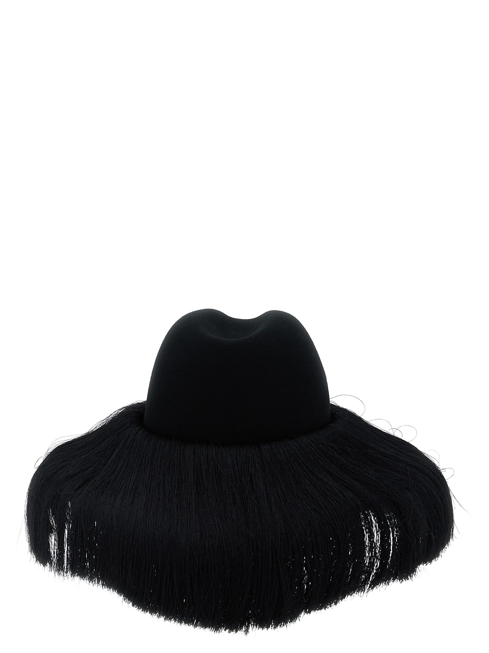 Fedora by Comme Des Garçons for women in wool black presents a ethereal silhouette, showcasing the ethereal craftsmanship and ethereal aesthetic of the Fedora Wool collection.