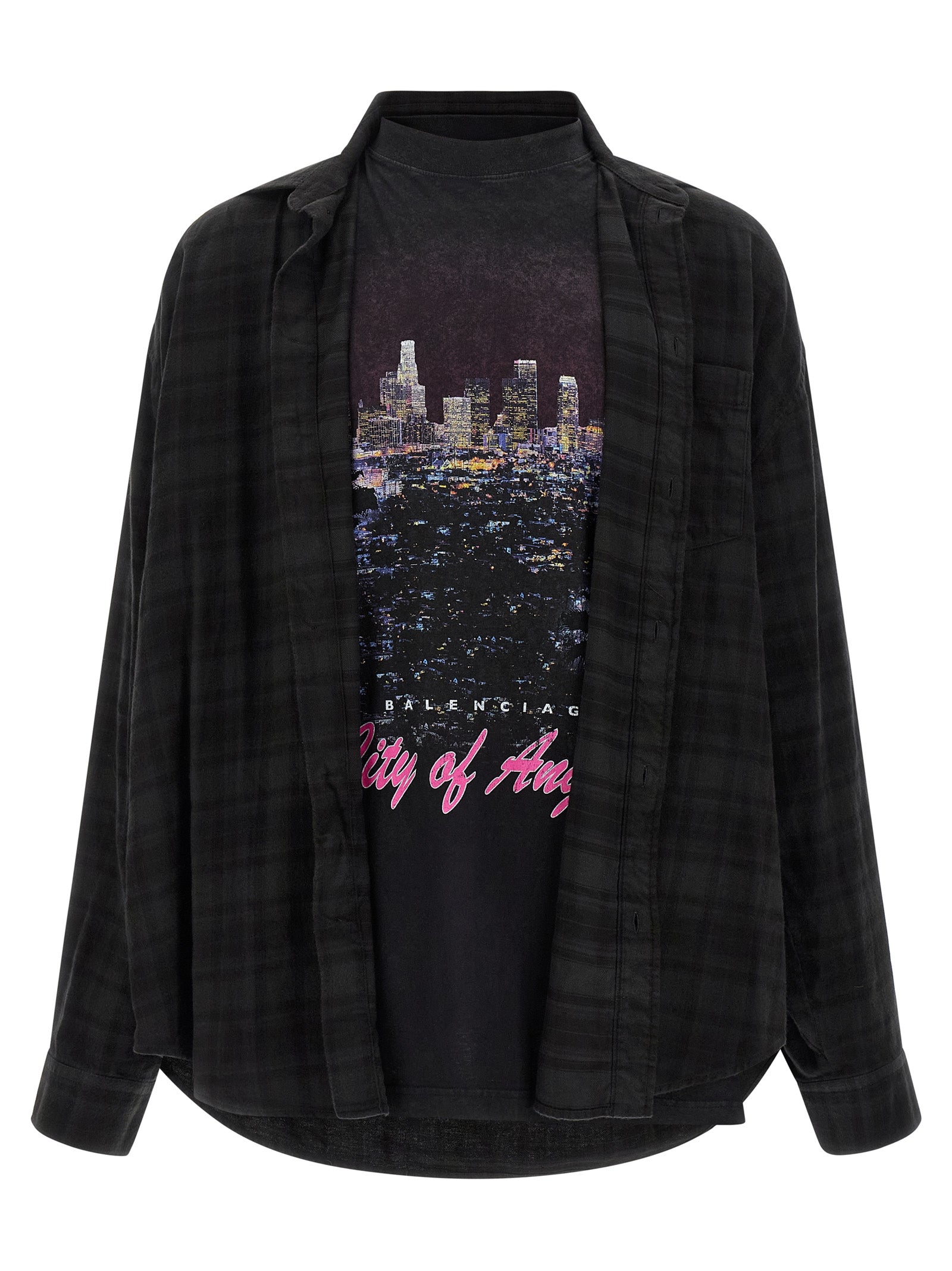 Shirt by Balenciaga for men in cotton black & print, featuring a nuanced and nuanced for a sophisticated finish.