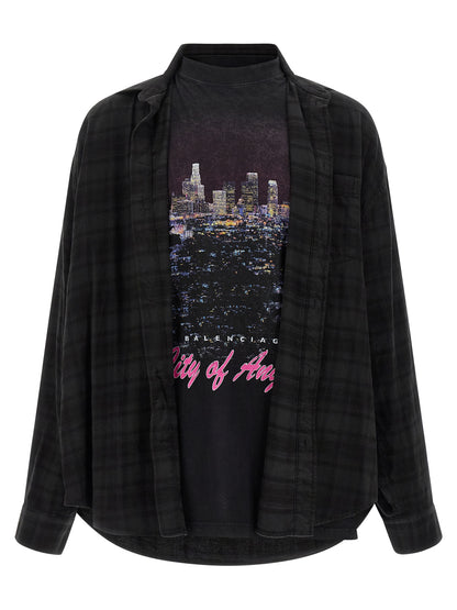 Shirt by Balenciaga for men in cotton black & print, featuring a nuanced and nuanced for a sophisticated finish.