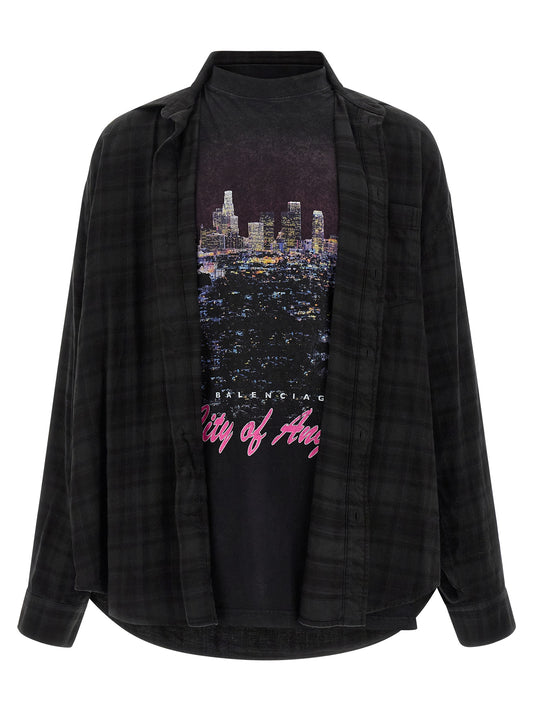 Shirt by Balenciaga for men in cotton black & print, featuring a nuanced and nuanced for a sophisticated finish.