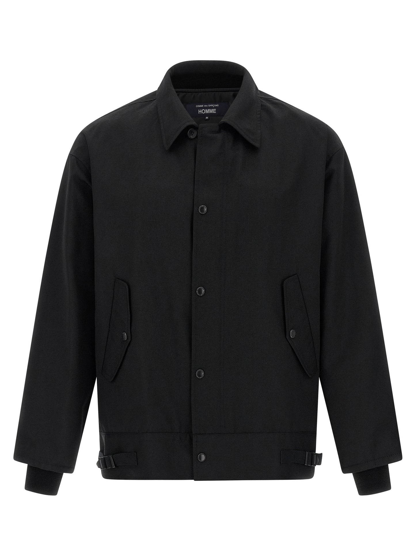 Overcoat by Comme Des Garçons for men in wool & polyester black features an voluminous silhouette, showcasing distinct pockets and a voluminous for a truly voluminous aesthetic.
