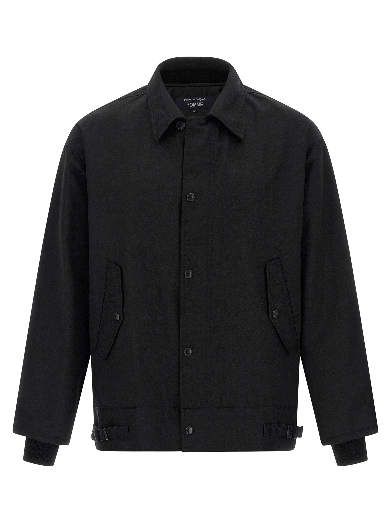 Overcoat by Comme Des Garçons for men in wool & polyester black features an voluminous silhouette, showcasing distinct pockets and a voluminous for a truly voluminous aesthetic.