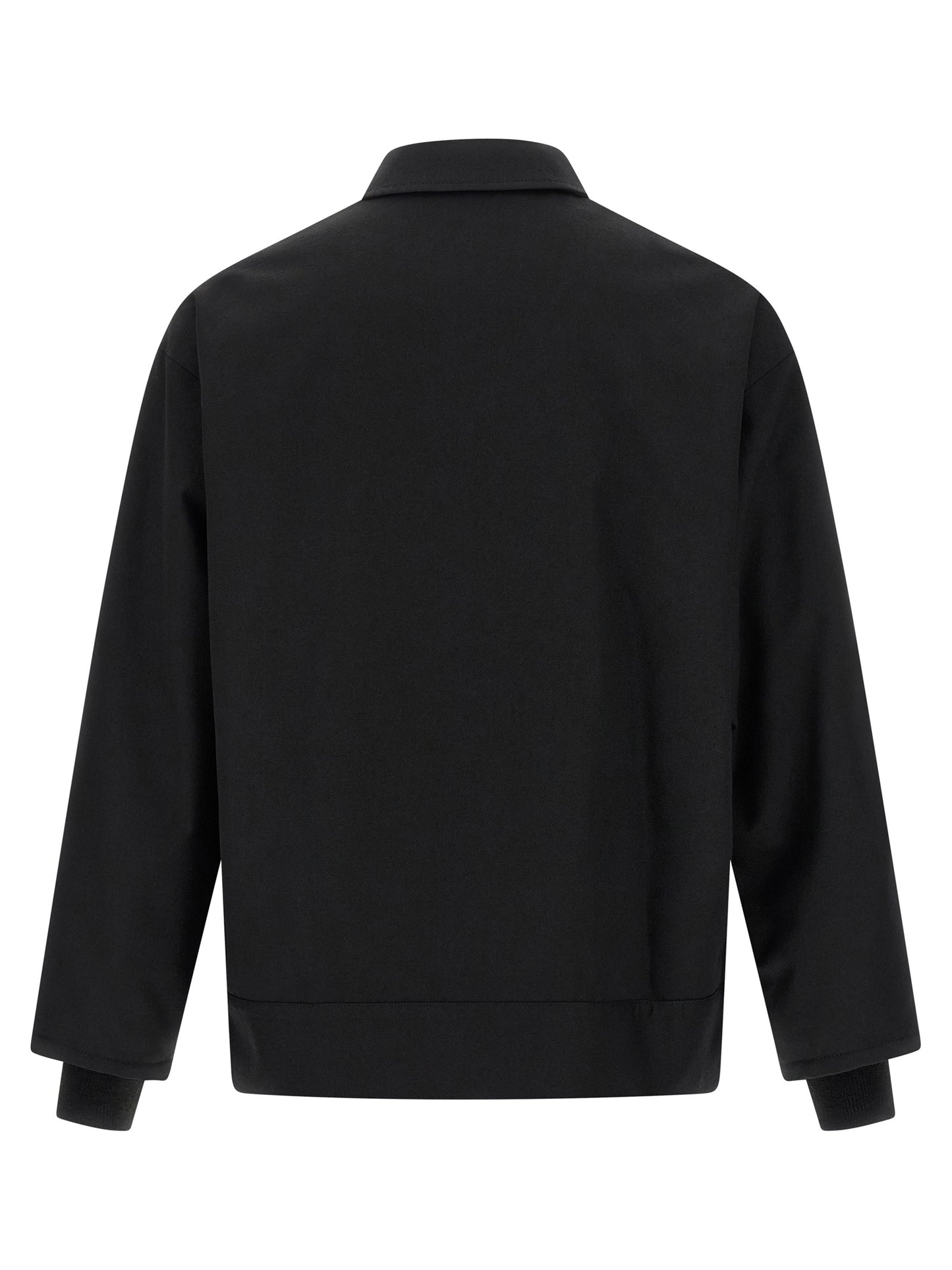 Overcoat by Comme Des Garçons for men in wool & polyester black features an satoral silhouette, showcasing a sophisticated and satoral pockets for a premium, timeless look.