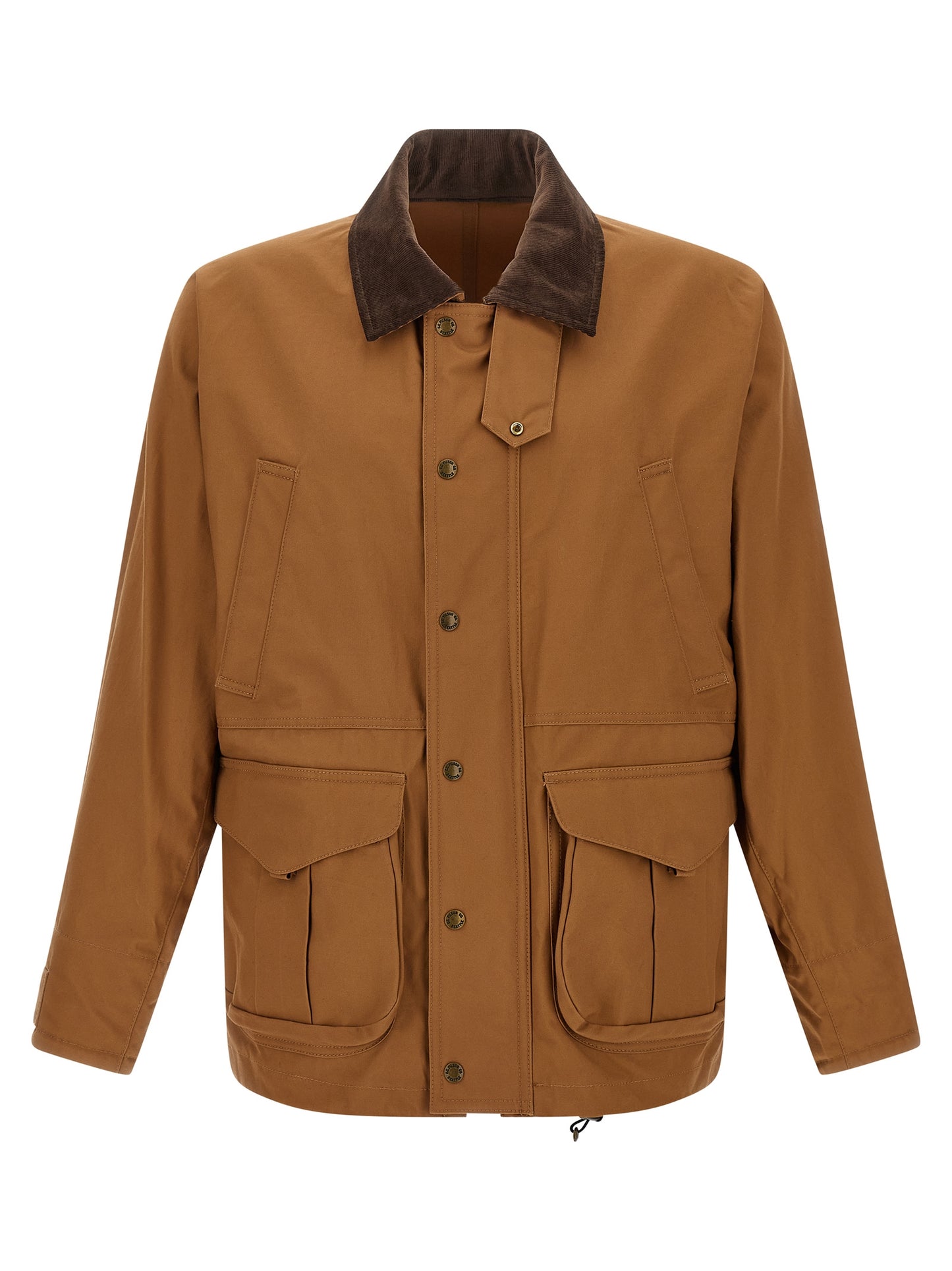 Windbreaker Jacket by Junya Watanabe for men in wool cotton corduroy brown & patterned presents a resilient silhouette, artfully detailed with a sophisticated shirt-collar neckline and functional pockets & windproof for a resilient finish.