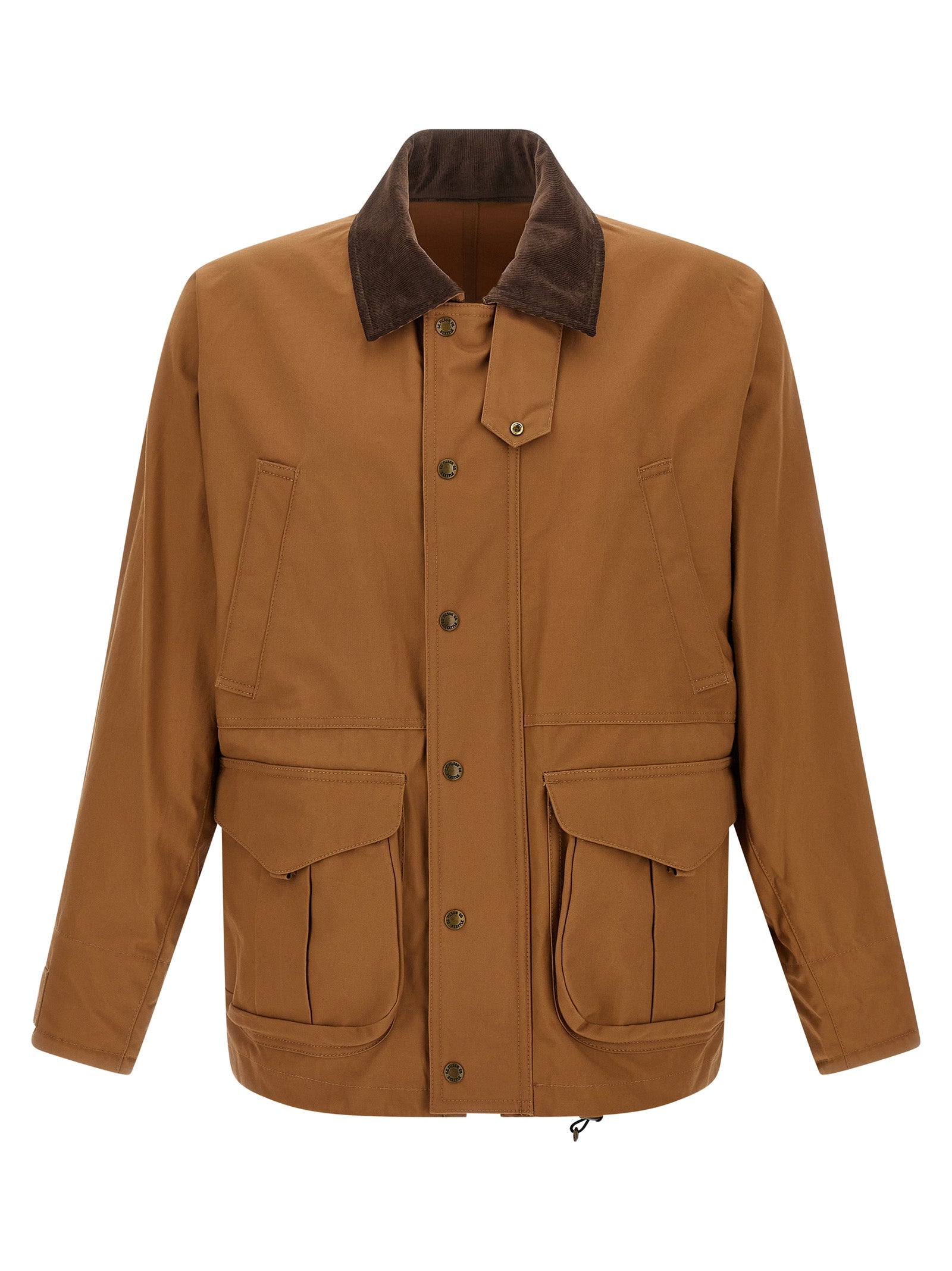 Windbreaker Jacket by Junya Watanabe for men in wool cotton corduroy brown & patterned presents a resilient silhouette, artfully detailed with a sophisticated shirt-collar neckline and functional pockets & windproof for a resilient finish.