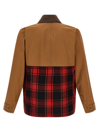 Windbreaker Jacket by Junya Watanabe for men in wool cotton corduroy brown & patterned showcases a modern silhouette, integrating pockets & windproof and a modern shirt-collar neckline for a sophisticated finish.