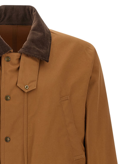 Windbreaker Jacket by Junya Watanabe for men in wool cotton corduroy brown & patterned features an magnificent silhouette, showcasing the sophisticated shirt-collar neckline and functional pockets & windproof for a premium, magnificent look.
