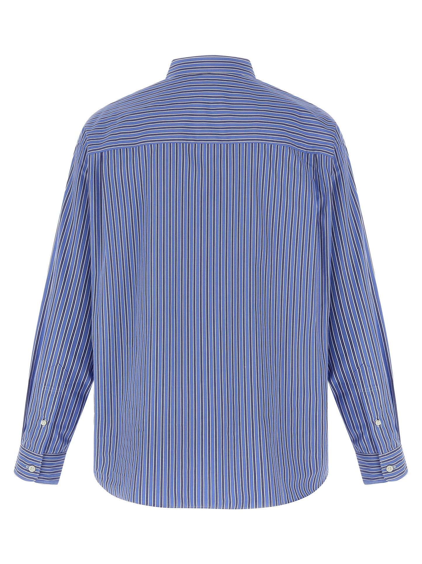 Shirt by Comme Des Garçons for men in cotton blue & striped showcases a sublime silhouette, artfully detailed with a sublime and for a sophisticated, sublime finish.