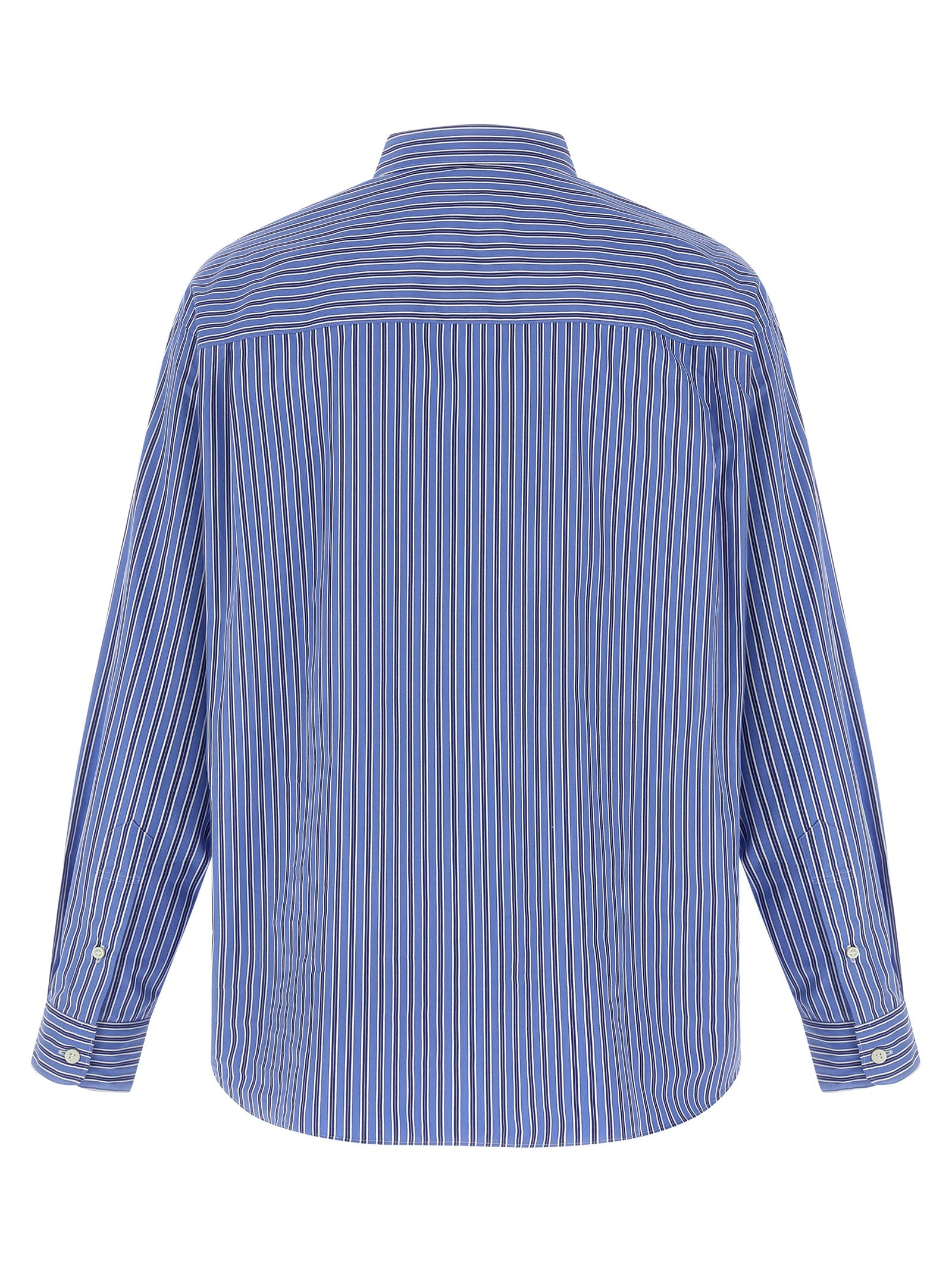 Shirt by Comme Des Garçons for men in cotton blue & striped showcases a sublime silhouette, artfully detailed with a sublime and for a sophisticated, sublime finish.