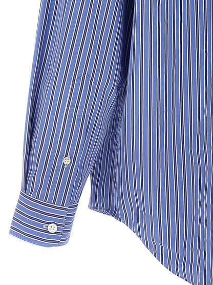 Shirt by Comme Des Garçons for men in cotton blue & striped, featuring a nuanced and nuanced for a sophisticated finish.