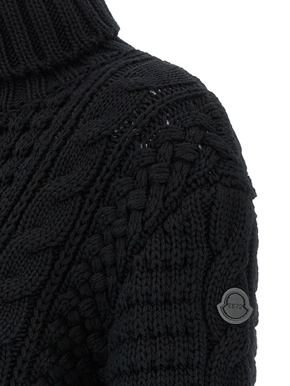 Cardigan by MONCLER GENIUS for women in virgin wool black features a nuanced silhouette with a refined and nuanced detailing for a sophisticated look.