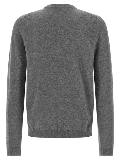 Cardigan by Gucci for men in cashmere gray & multicolor features an crisp silhouette, showcasing a sophisticated round neckline and detail for a truly crisp finish.